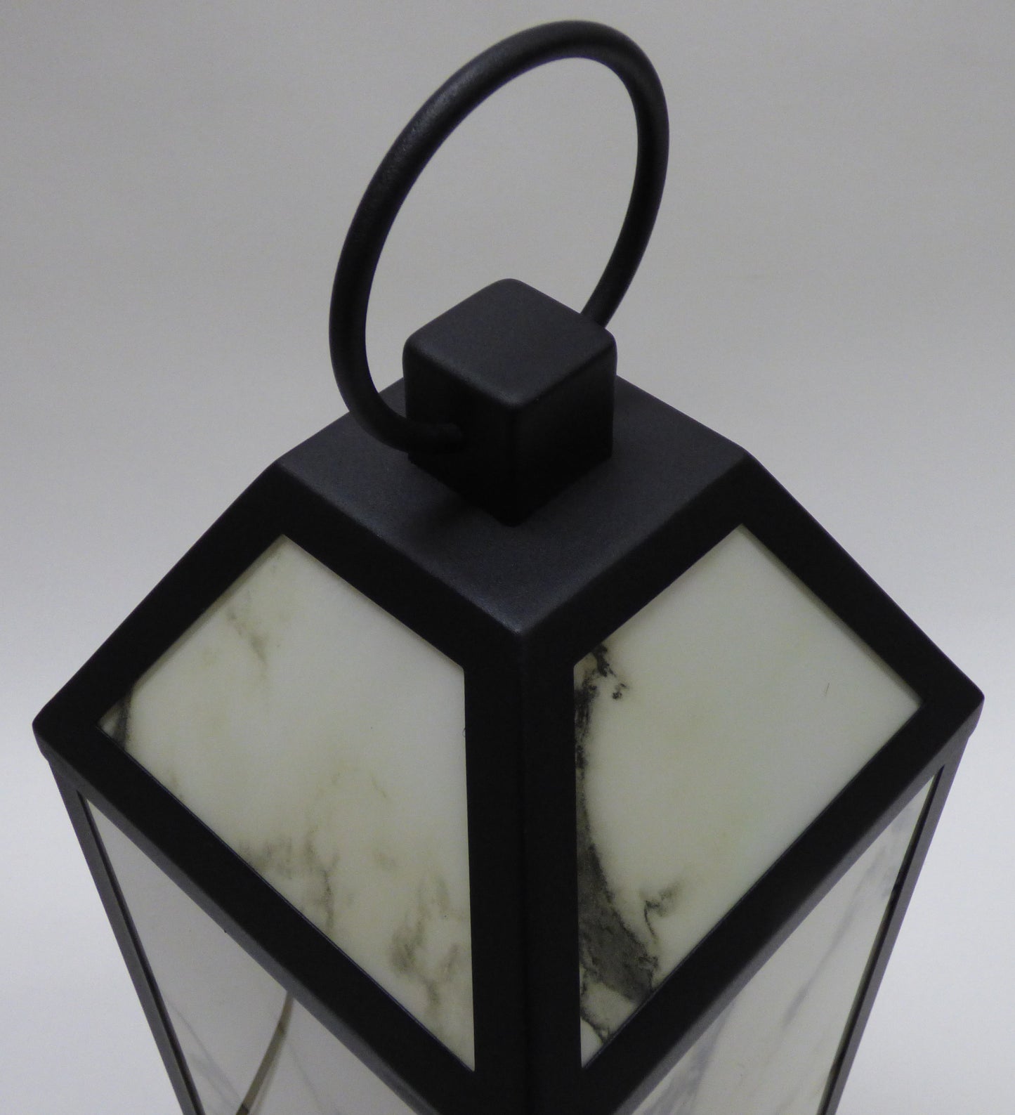 sterno home led lantern with marble finish decorative top ring