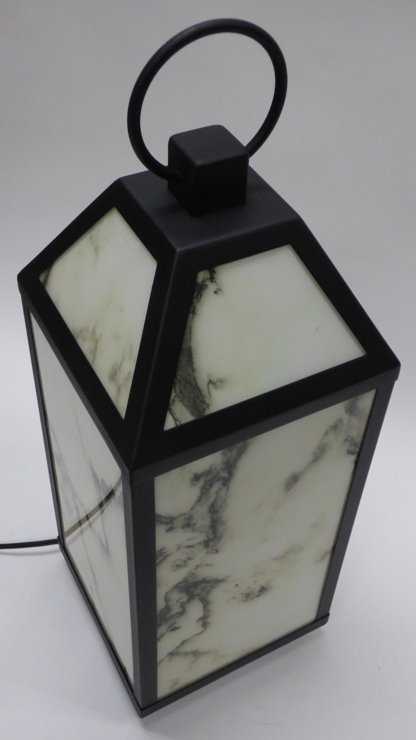 sterno home led lantern with marble finish top angle