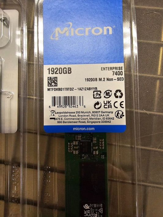Micron 7400 PRO 1.92TB Solid State Drive SSD M.2 22110 Internal PCIe Gen4 M2