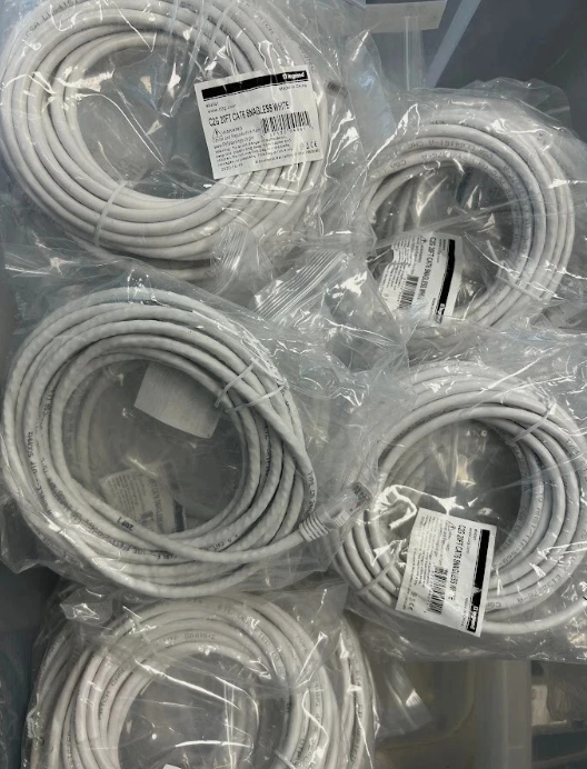 50 Pack 20ft White Black Box Slim-Net Cat 6A Patch Cable 28AWG UTP Snagless