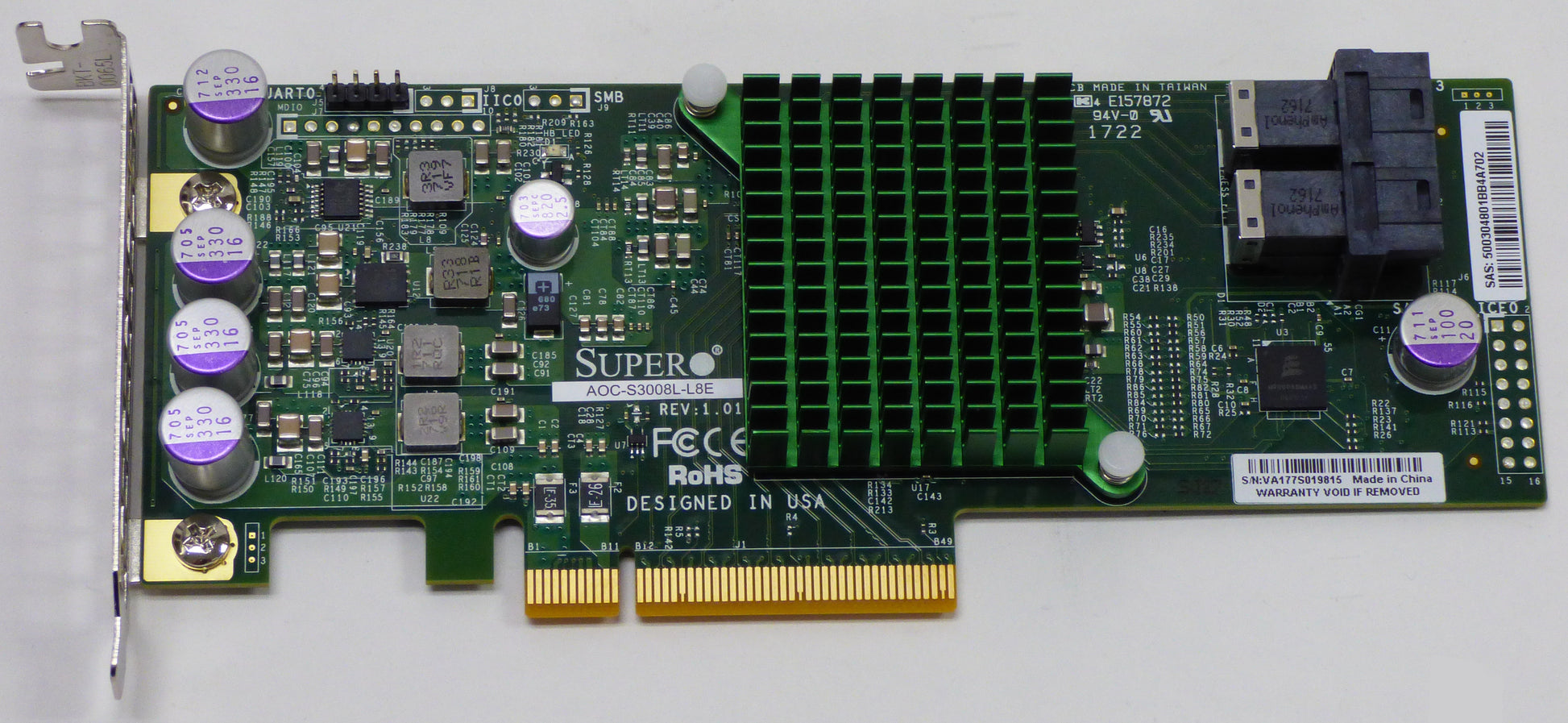 supermicro aoc-s3008l-l8e top view