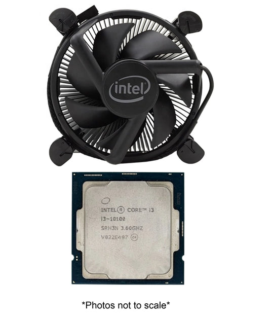 Intel Core i3-10100 Processor (4-Core / 8-Thread, 3.6–4.3 GHz, LGA1200) + Intel Fan