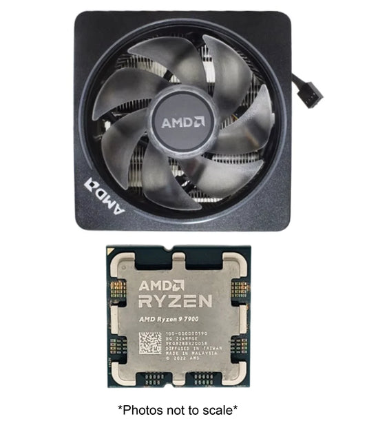 AMD Ryzen 9 7900 Processor (12-Core / 24-Thread, 4.0–5.6 GHz, AM5) + AMD RGB Cooler