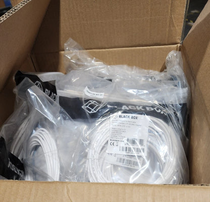50 Pack 20ft White Black Box Slim-Net Cat 6A Patch Cable 28AWG UTP Snagless