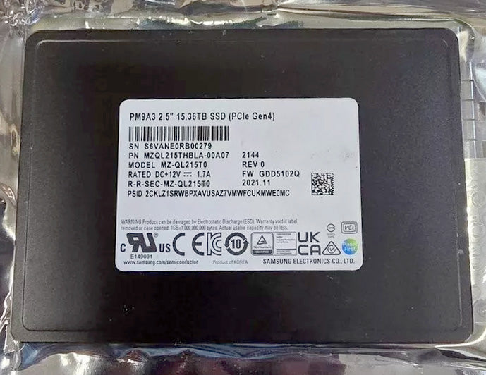 Samsung PM9A3 15.3TB NVMe MZQL215THBLA-00A07 2.5in PCIe 4.0 X4 Internal SSD